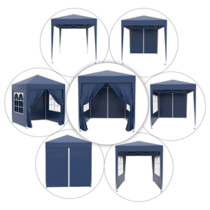 Outsunny 2x2m Polyester ve çelik, mavi 4 çıkarılabilir duvarlar ile katlanır Gazebo açılır - Product Image 4