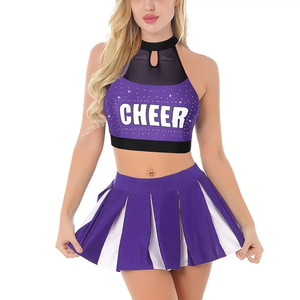All Star Cheerleading Uniform <strong>Academy</strong> Long Sleeved AB Crystal Wholesale Black and Blue Cheerleading Competition Uniforms - Product Image 1