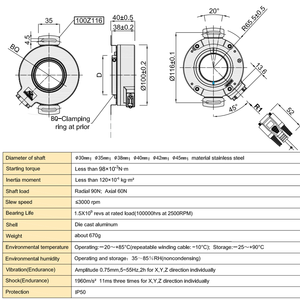 Encoder incrementale equivalente serie K100 RI76 RI76TD/5000ed. 4n42kf-f0 per condizioni di lavoro ad alta temperatura - Product Image 3
