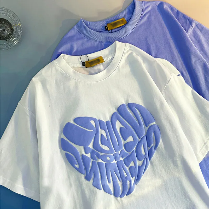 T-shirt unique personnalisé imprimé bouffant uni 100% coton t-shirts pour hommes impression bouffante 3d t-shirt avec votre propre logo
