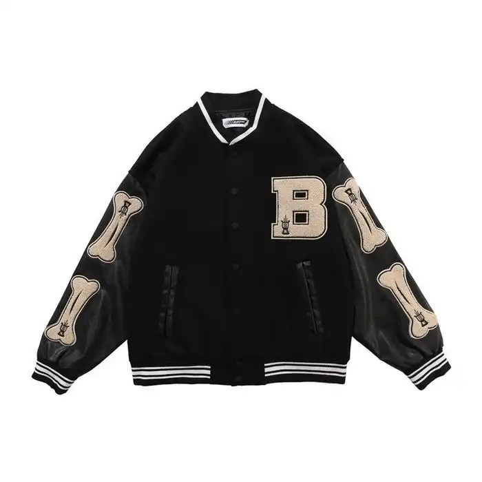 Blouson bombardier universitaire Letterman personnalisé 100% veste à manches en cuir et laine avec logo personnalisé et broderie