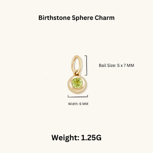 Yeni moda 14K altın dolgulu CZ Birthstone küre Charm kolye klasik kübik zirkon yuvarlak Peridot elmas çocuklar için - Product Image 5
