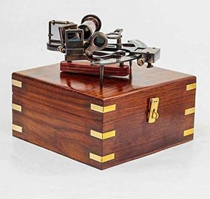 Strumento sestante <span class=keywords><strong>in</strong></span> ottone lavorazione nautica sestante lavoro ottone micrometro tamburo lettura nero finito solido - Product Image 4