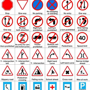 所有类型的道路安全标志禁止超车，禁止右转，批量限速标志