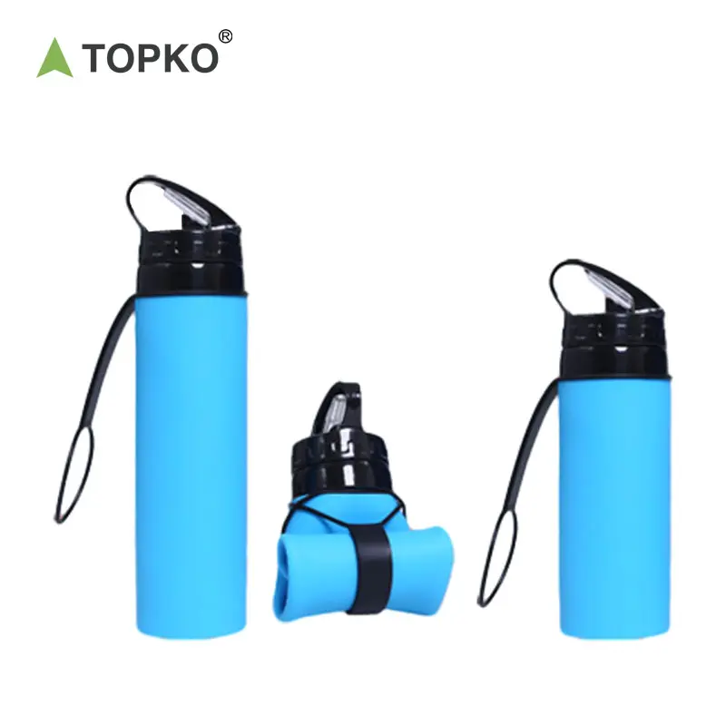 TOPKO 하이 퀄리티 실리콘 물병 450ml, 600ml 실리콘 접이식 스포츠 음료 실리콘 물병