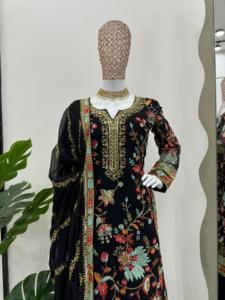 Suethnic en iyi etnik koleksiyon payetli Sharara ekstra kollu ve Dupatta toptan tasarımcı Sharara seti ile Set - Product Image 6
