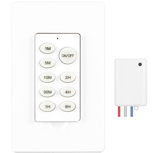 Kit <span class=keywords><strong>Timer</strong></span> Wireless da Parete con Telecomando (Portata 30m) per Lampade e Illuminazione, Garanzia di 2 Anni (Uso Domestico) - Product Image 1