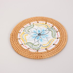 Padrão colorido roxo floral rattan cerâmica carregador placas luxuoso jantar decoração placa carregadores