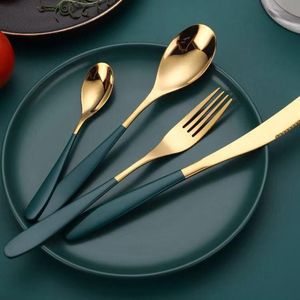 高品质4件套银器餐具，带红色手柄餐具，用于派对 - Product Image 4