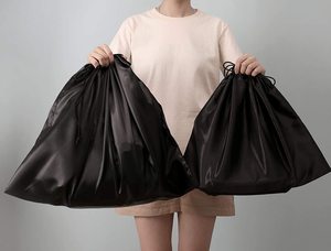 Custom Dust Drawstring Gift Packaging Bag Silk Satin Drawstring Pouch Black <strong>String</strong> Bags With Logo Printed - Product Image 4