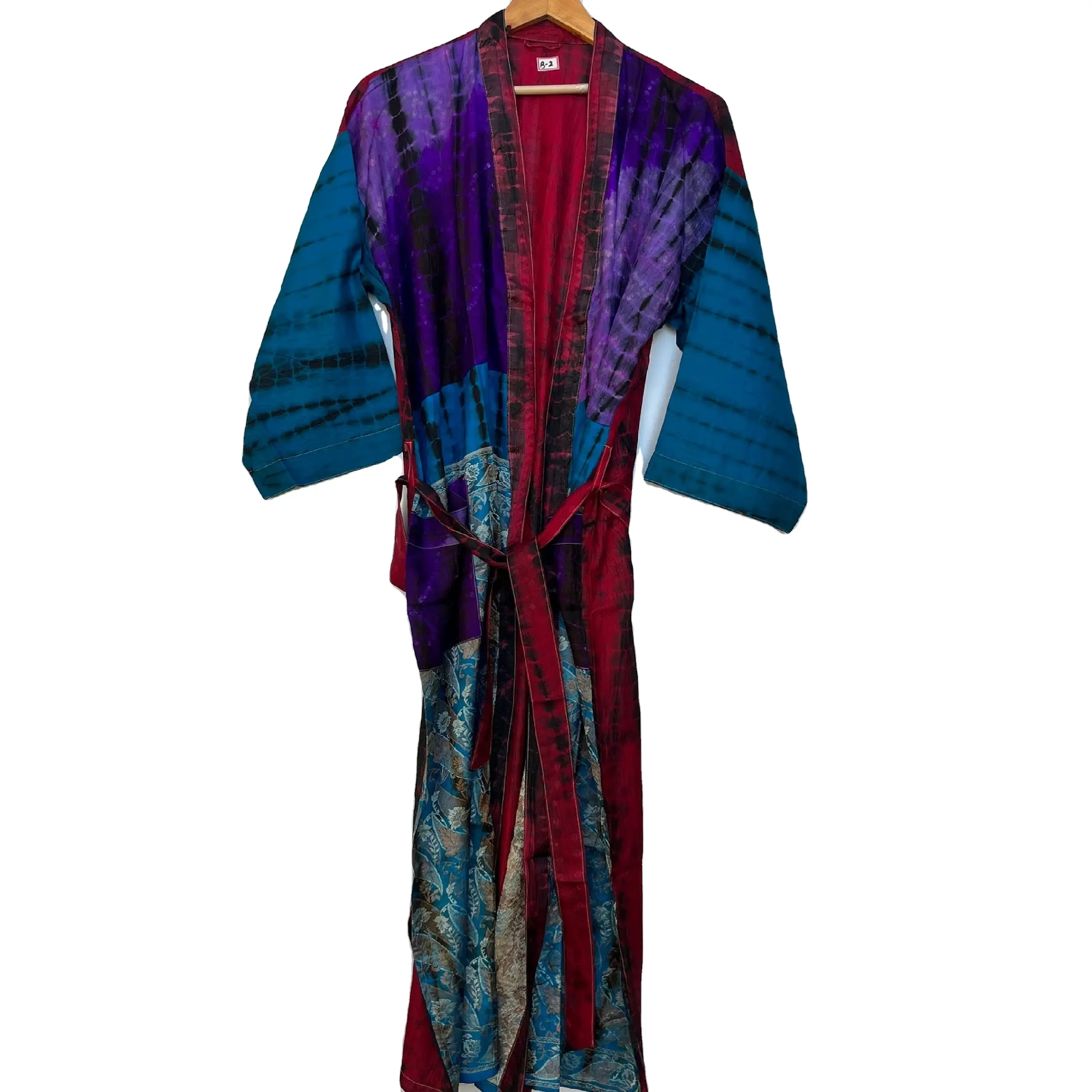 Bestseller Handmade Tie Dye Seide Sari Robe Indische Vintage Kimono Sommerkleid Kleid Brautkleid