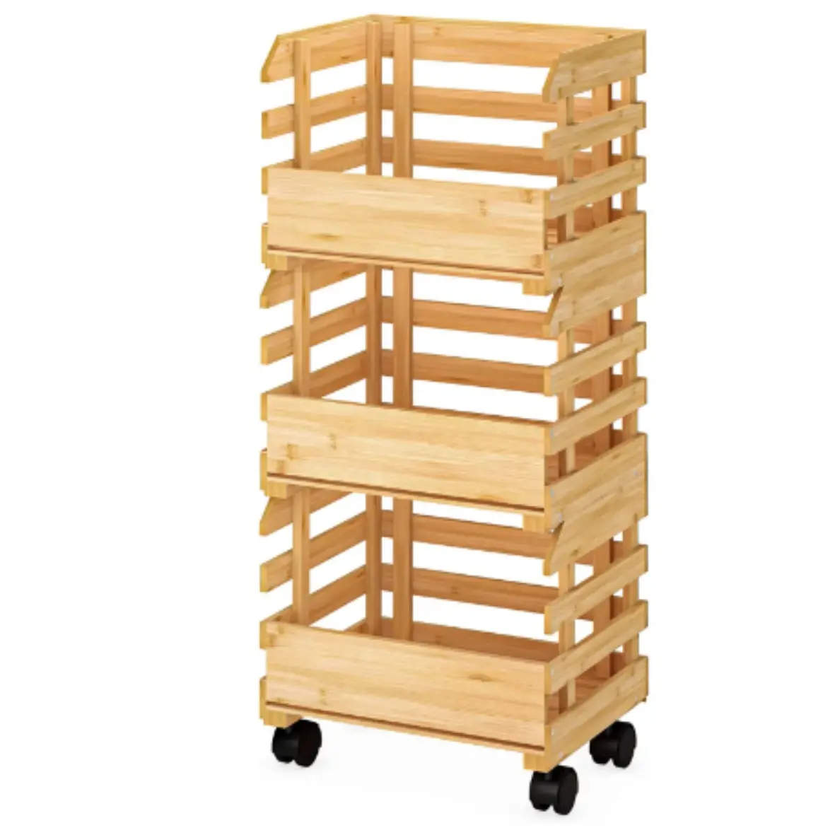 Soporte de cesta de madera móvil para frutas, utensilios de cocina hechos a mano, soporte ligero y pulido para almacenar productos, novedad