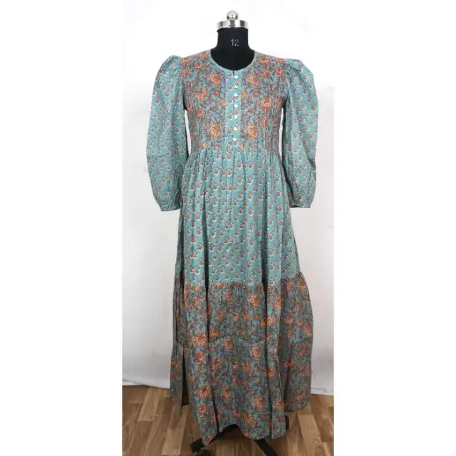 Indian Style 2023 New Printed Summer Women Cotton Dresses Women's Dress Casual 100% Cotton Casual Women's Wear Dresses