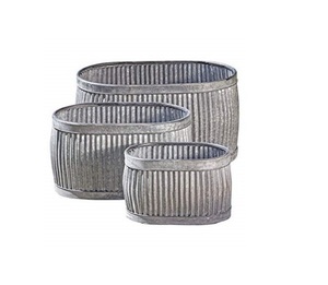 Large Bucket Tub Custom Shape Home Decor Galvanized <strong>Planter</strong> <strong>New</strong> Design With Handles Set of 3 - Product Image 1