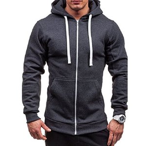 定制男士厚拉链连帽衫冬季保暖连帽夹克套头衫上衣 - Product Image 6