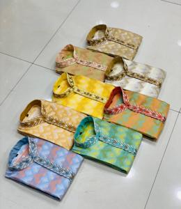 最新设计师服装现代风格高按需迷人柔软J卡真丝库尔塔裤带脖子设计工作印度供应商