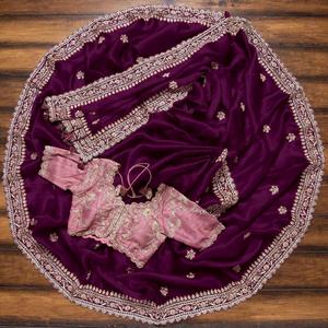 <strong>New</strong> Trendy Indian Boutique Export Vichitra Silk Embroidery With Blouse <strong>Sari</strong> Latest Exclusive Saree Ethnic Wear Bridal <strong>Style</strong>