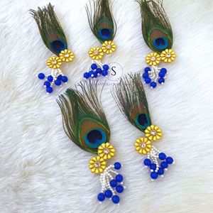 Geleneksel tasarımcı Safa Kalangi Pin güzel tavuskuşu tüyü desen broşlar moda mücevherat Barat Shwagat Safa broş için - Product Image 2