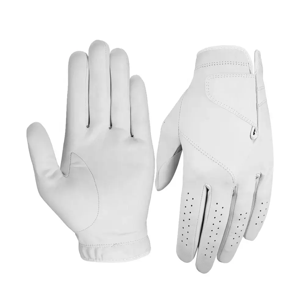 Großhandel Golfhandschuhe Indonesien 100 % AAA-Cabretta-Leder benutzerdefiniertes Logo OEM weiche vollfarbige Männer Linkshänder Leder-Golfhandschuhe