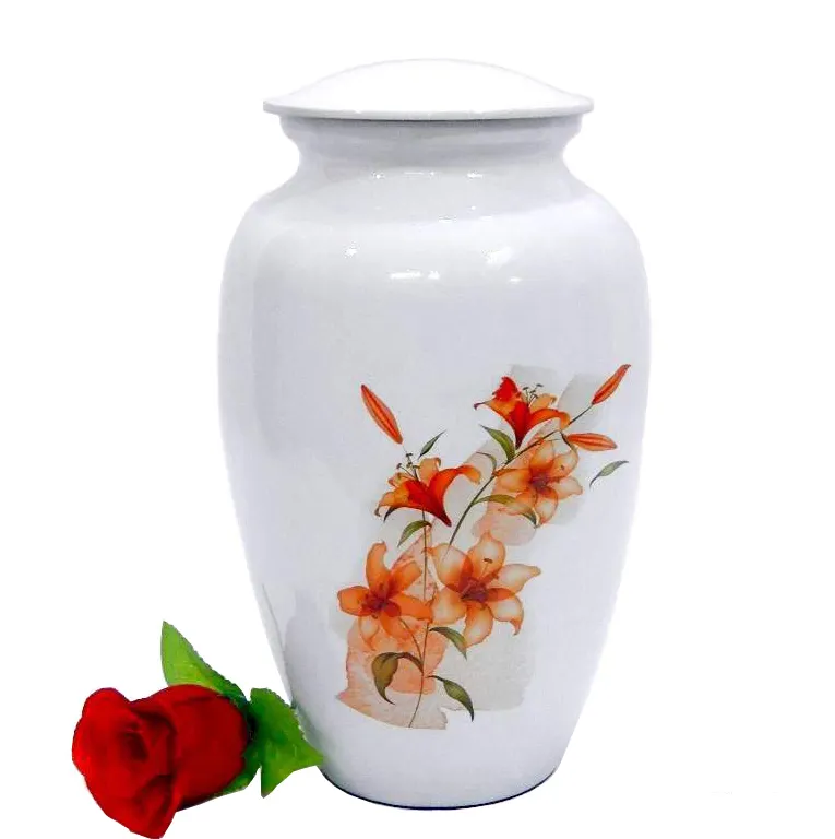 火葬された灰火葬壷白印刷された花で着色葬儀用品記念埋葬装飾的な大人の灰壷