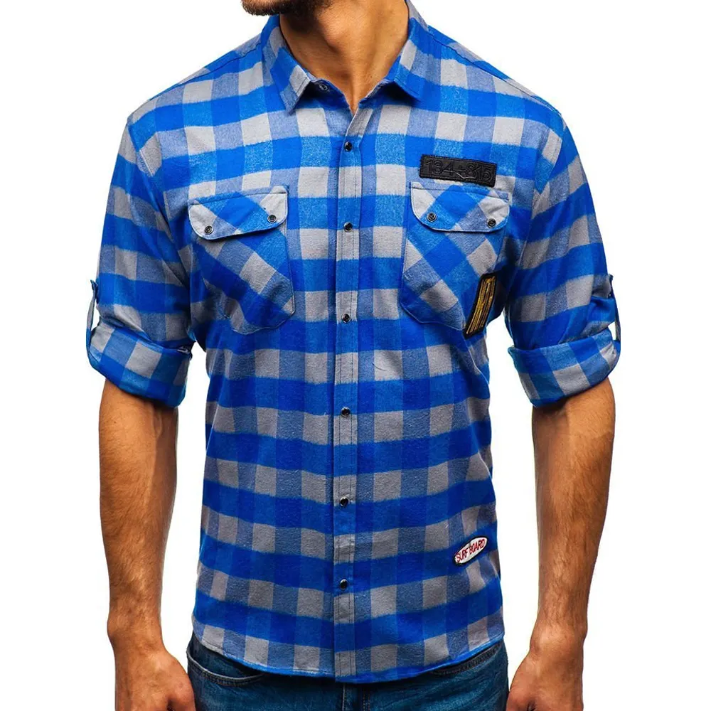 Vente en gros d'usine de chemises à double poche en flanelle au design personnalisé pour hommes chemises en flanelle à tendances pour hommes