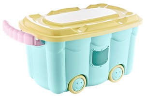 AFOSSA 50L(13.2 Gal) スタッカブルローリングおもちゃ収納ボックス、蓋とハンドル付き耐久性のあるプラスチックオーガナイザー、ホイール付き簡単な移動性 - Product Image 6
