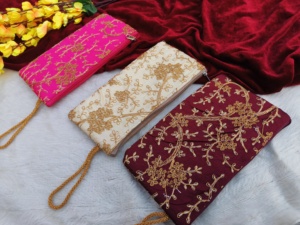 刺繍生地財布イブニングバッグウェディングギフトゲストリターンギフトMehndiFavor Festive Clutch Handmade Indian Fashion <span class=keywords><strong>Pouch</strong></span>