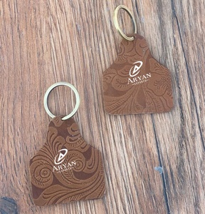Chaveiros em couro com estampa floral, chaveiros de couro genuíno personalizados em forma única e estilo ocidental, feitos à mão