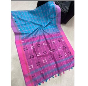 热卖因果制服穿高品质卡迪丝手摇织布纱丽，独家Pallu盒设计，带跑步衬衫