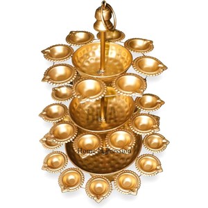 賞賛に値するインドの金属工芸品高品質の金メッキの花デザイナー手作りの豪華な家の装飾Urliスタンド付き