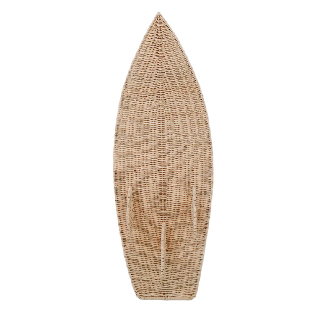 スポーティな雰囲気の籐サーフボード装飾トレンドの籐ロングサーフボード壁掛け装飾