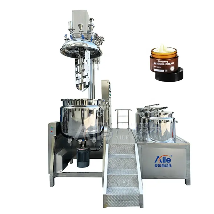 Pot d'émulsification de levage 300L personnalisé en acier inoxydable 316L pour la fabrication d'équipements cosmétiques avec pot d'huile et d'eau