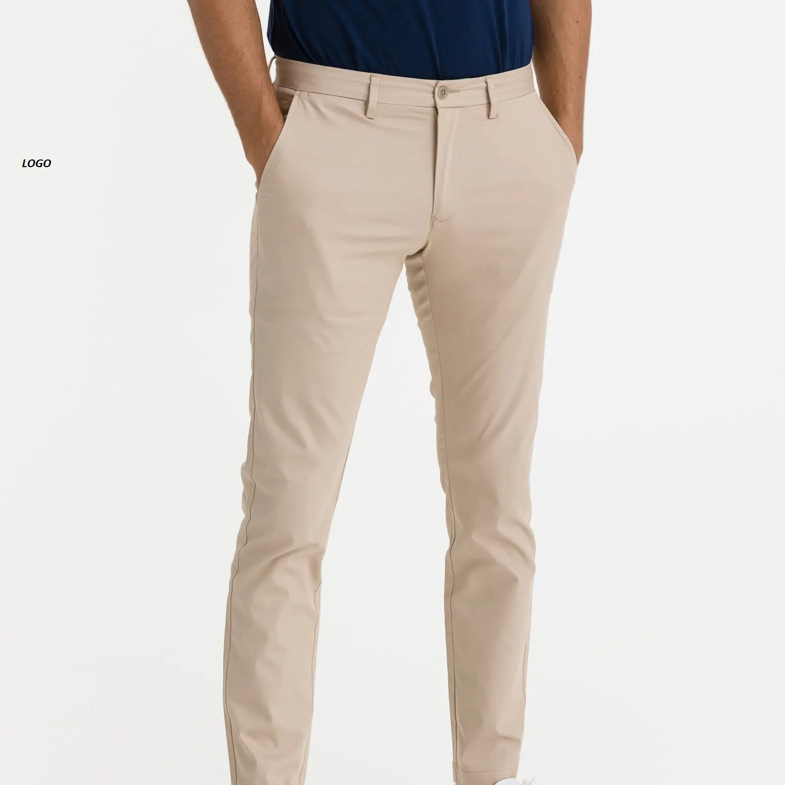 Оптовая продажа, мужские хлопковые брюки-чинос лучшего качества с индивидуальным логотипом, дышащие прямые брюки для фитнеса, гольф, спортивные брюки