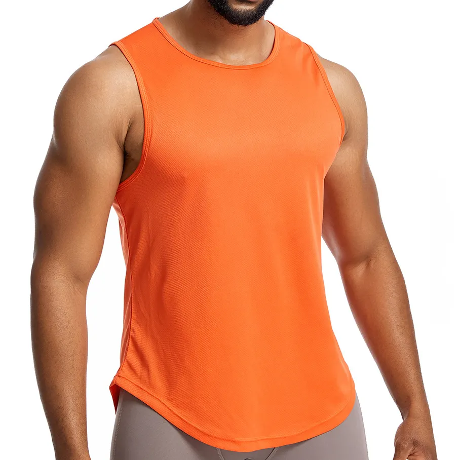 Camiseta sin mangas deportiva para hombre, camiseta transpirable de verano sin mangas con cuello redondo, camisetas de Color sólido para correr, ropa deportiva para hombre