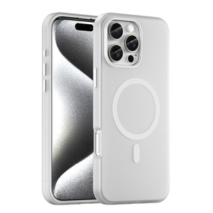 IPhone 16 <span class=keywords><strong>pro</strong></span> max15用ステレオボタン付きの新しい磁気カラフルマット携帯電話ケースTPU液体シリコンケース電話カバー