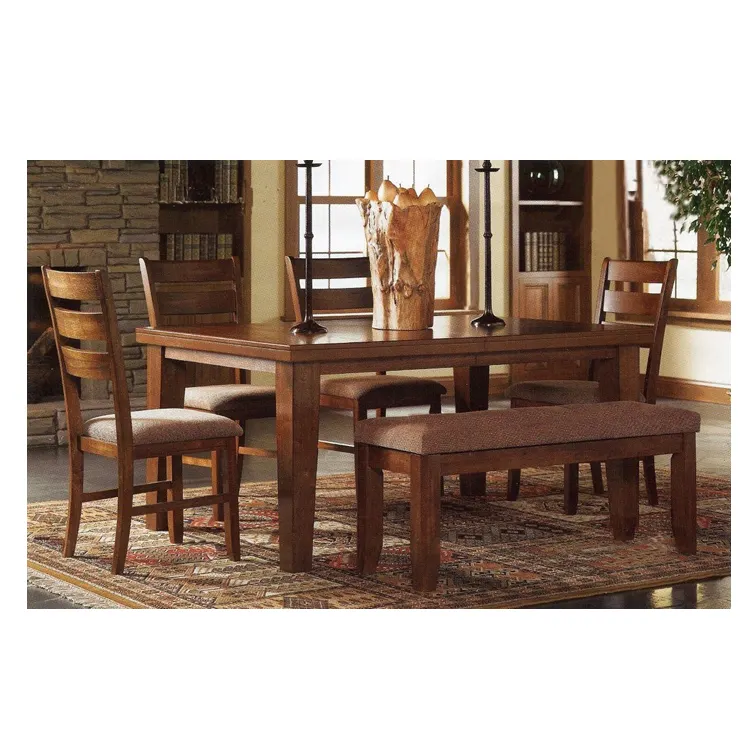पश्चिमी शैली की प्रीमियम गुणवत्ता वाली सबसे अधिक बिकने वाली शेशम लकड़ी की भोजन तालिका 4 कुर्सी और 1 बेंच सेट