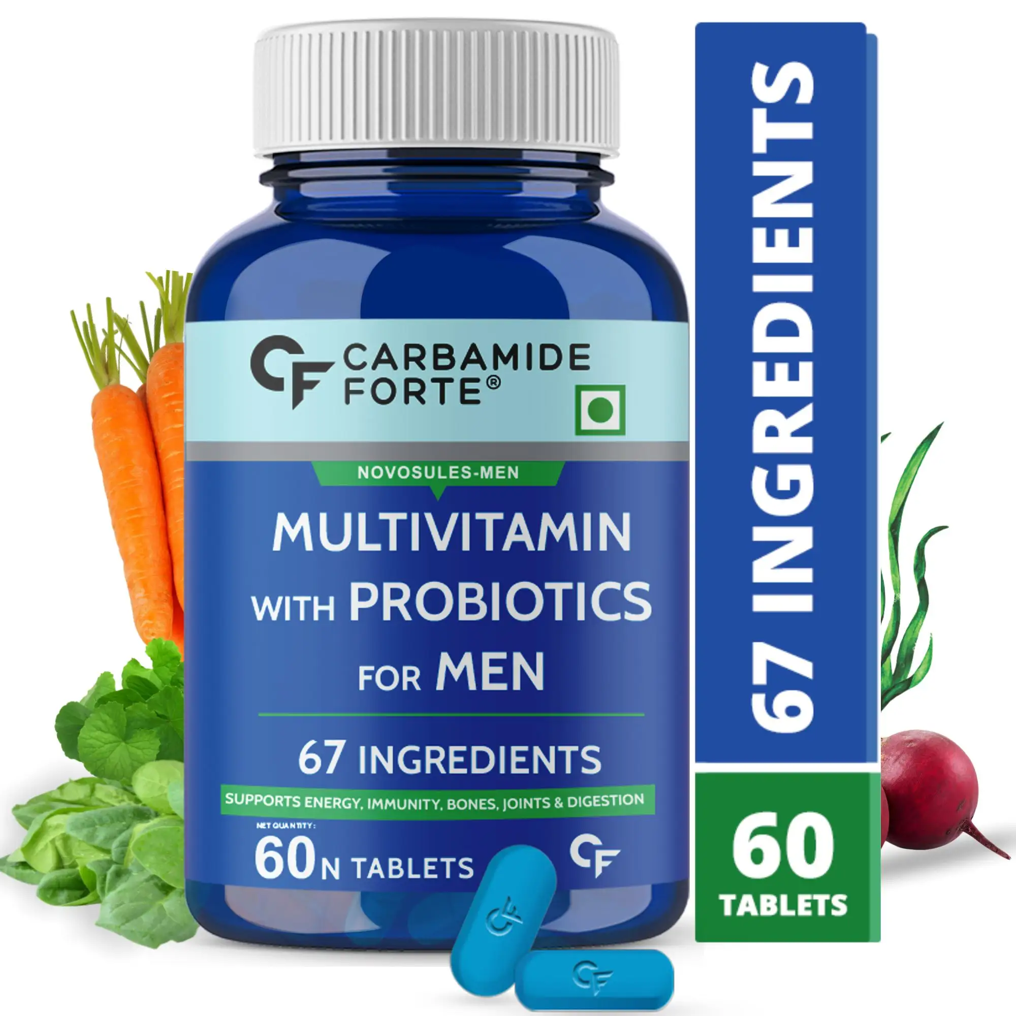 Multivitamine Voor Mannen Voor Immuniteit & Energie Met 67 Ingrediënten | Multi-Vitaminen Mineralen Probiotica Superfoods Fruit & Groente