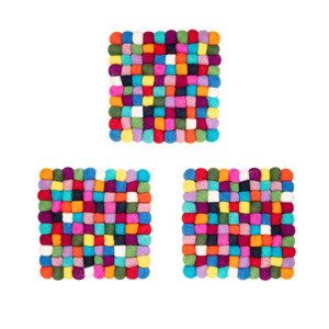 Set of 4 Rainbow <strong>Felt</strong> Ball <strong>Coasters</strong> Handcrafted 10 cm Drink <strong>Coasters</strong> Colorful Felted Tea <strong>Coasters</strong> for Home Decor and Table Decor - Product Image 1