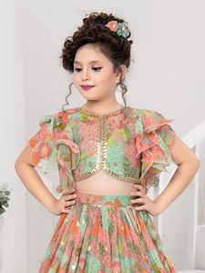 新设计5 6岁儿童茶蓝设计师<span class=keywords><strong>Lehenga</strong></span> Choli印度出口商提供不同颜色