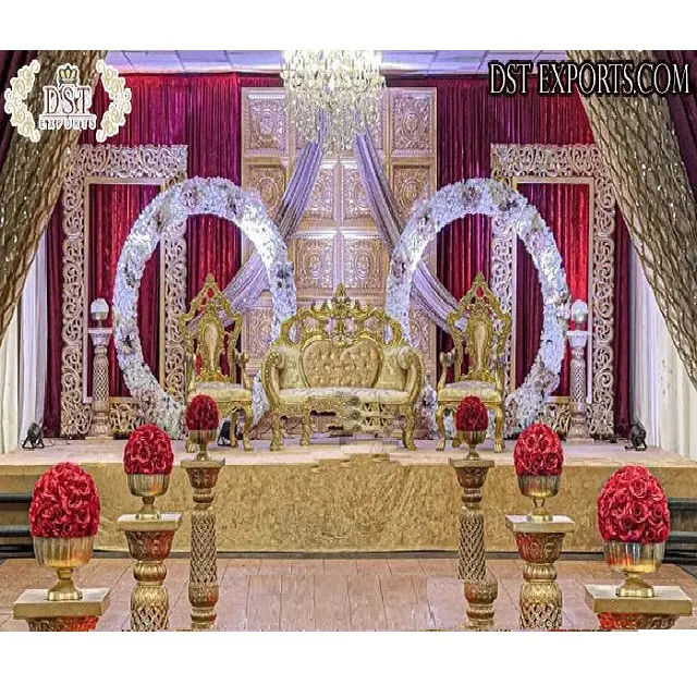 Ideas de decoración de escenario de recepción de boda de bajo presupuesto Conjunto de escenario de boda de diseñador magnífico Última ceremonia de boda Configuración única