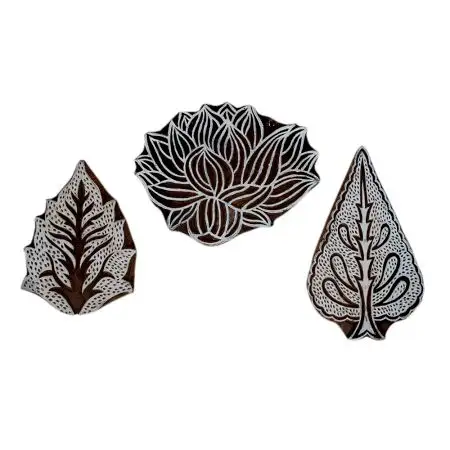 Handgemachte Mischung Holz Druck blöcke Handwerk Brown Textil Saree Stoff Leinwand Stempel Indian Floral Design Neueste Stoff WB-1193