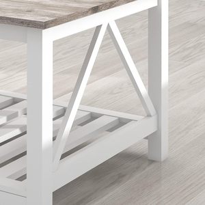 THCT-0031农家茶几和茶几设置在橡木灰色木制客厅家具，带板条底座 - Product Image 5