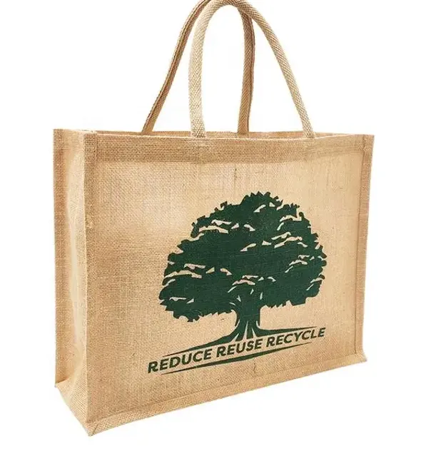 Sac à provisions en jute Sac à main multi-usages de grande taille Fourre-tout solide et durable Sacs de transport naturels avec logo personnalisé Prix de fabrication en ligne