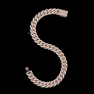 Hip Hop lab grown Cuban Link Chain Iced Out 925 Sterling Silver Two ToneカスタムVVS lab createdダイヤモンドCuban Chain for wedding - Product Image 2