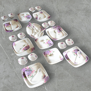 Vkl của nhà sản xuất bán buôn 41-Piece vuông Melamine Bộ đồ ăn cho 6 người chất lượng cao đặt bữa ăn tối - Product Image 5