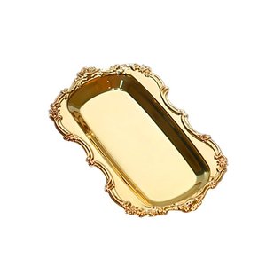 金色成品桌面装饰托盘中型不锈钢托盘矩形金属托盘 - Product Image 1