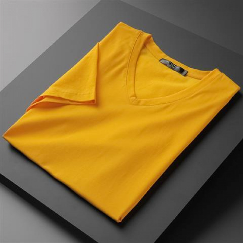 Lemon Yellow V-neck Short Sleeve