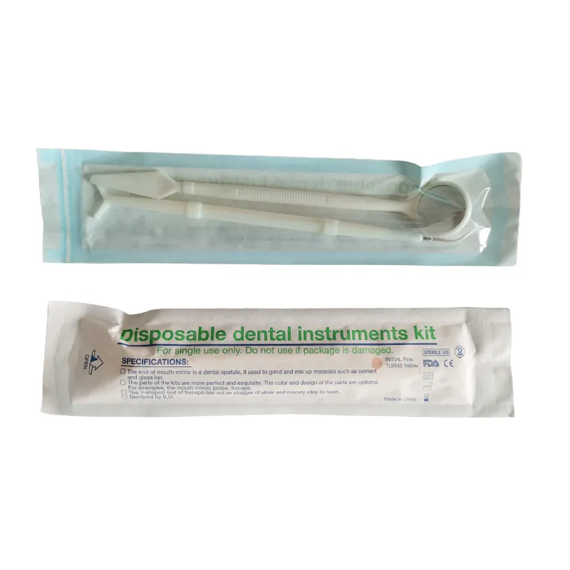 Kits de instrumentos de examen Dental desechables con espejo bucal de pinzas de sonda