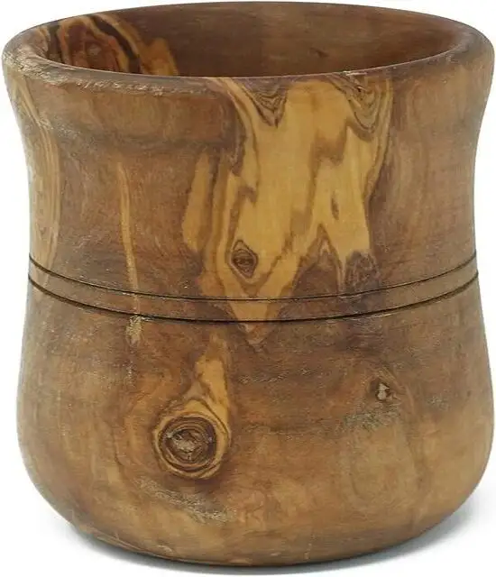 Beau pot en bois d'olivier pour ustensiles de cuisine pot d'outils de cuisine fleurs séchées fait main en gros