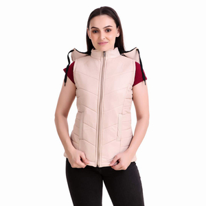 מותאם אישית puffer אפוד עבור בנות צבע ורוד בהיר חם מרופד עד ז 'קט עבור נשים עם שני כיס